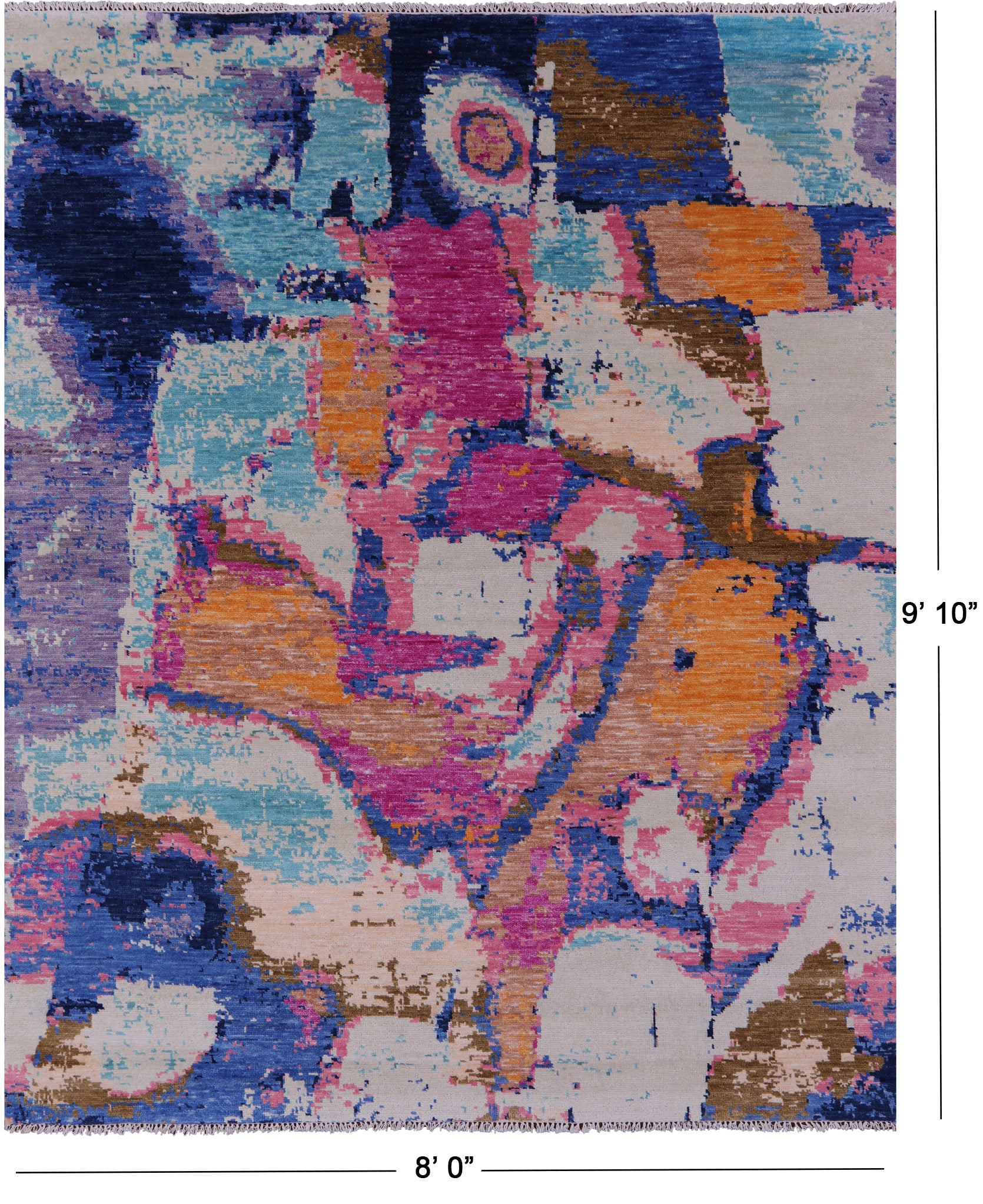 Abstract Contemporary Hand Knotted Wool Rug - 8' 0" X 9' 10" - Golden Nile