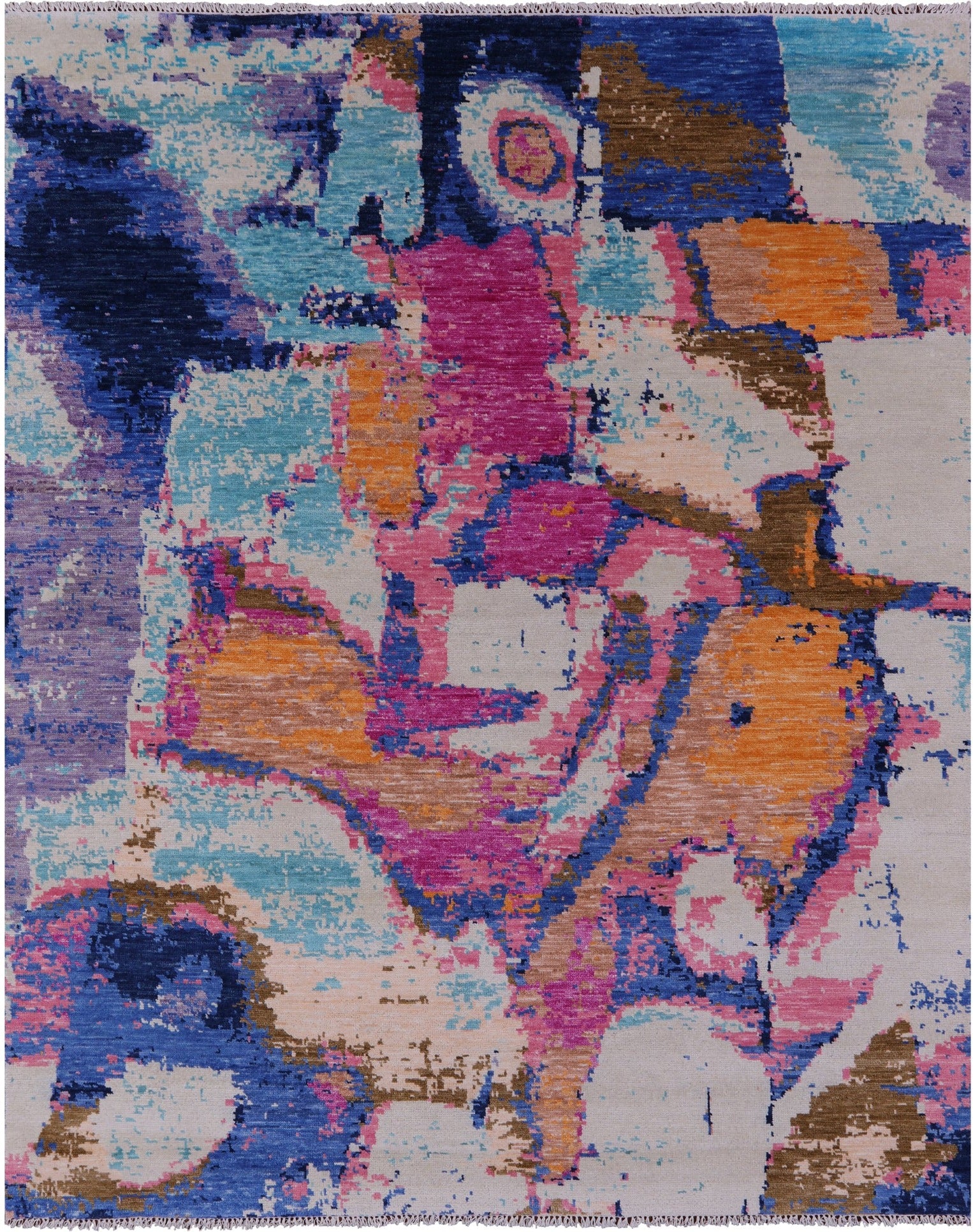 Abstract Contemporary Hand Knotted Wool Rug - 8' 0" X 9' 10" - Golden Nile