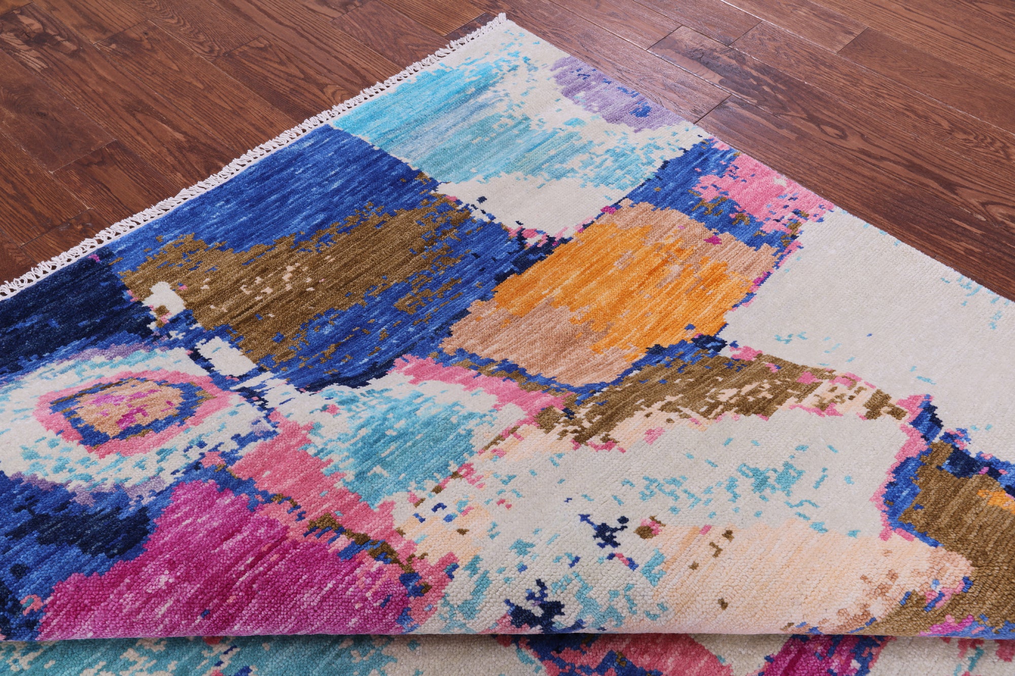 Abstract Contemporary Hand Knotted Wool Rug - 8' 0" X 9' 10" - Golden Nile