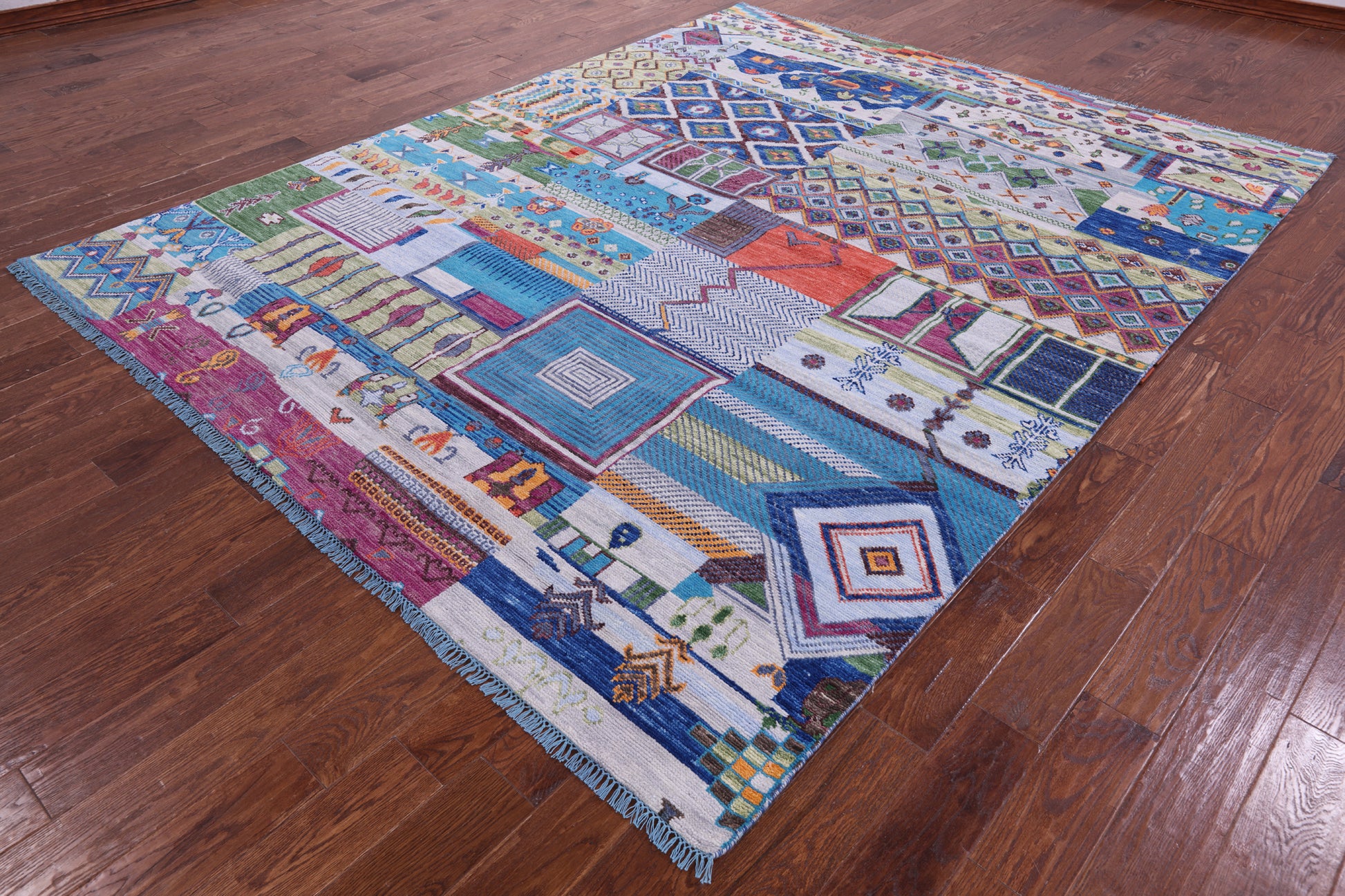 Tribal Moroccan Hand Knotted Wool Rug - 8' 1" X 10' 3" - Golden Nile