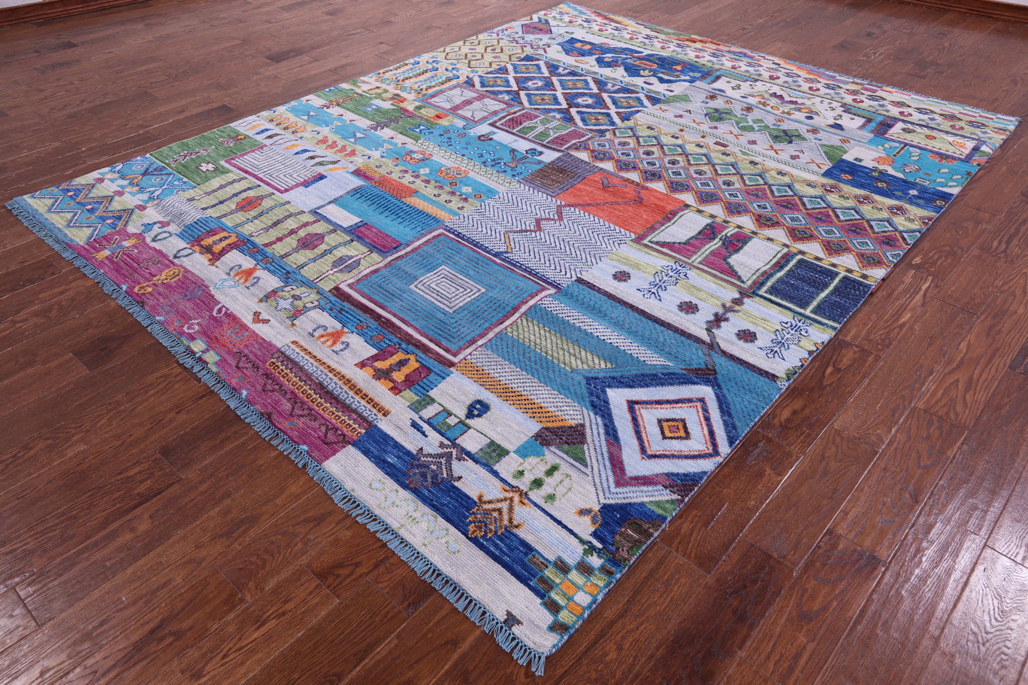 Tribal Moroccan Hand Knotted Wool Rug - 8' 1" X 10' 3" - Golden Nile