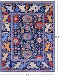 Blue Turkish Oushak Hand Knotted Wool Rug - 8' 2" X 10' 4" - Golden Nile