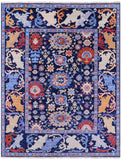 Blue Turkish Oushak Hand Knotted Wool Rug - 8' 2" X 10' 4" - Golden Nile