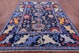 Blue Turkish Oushak Hand Knotted Wool Rug - 8' 2" X 10' 4" - Golden Nile