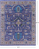 Blue Persian Fine Serapi Hand Knotted Wool Rug - 8' 0" X 10' 4" - Golden Nile