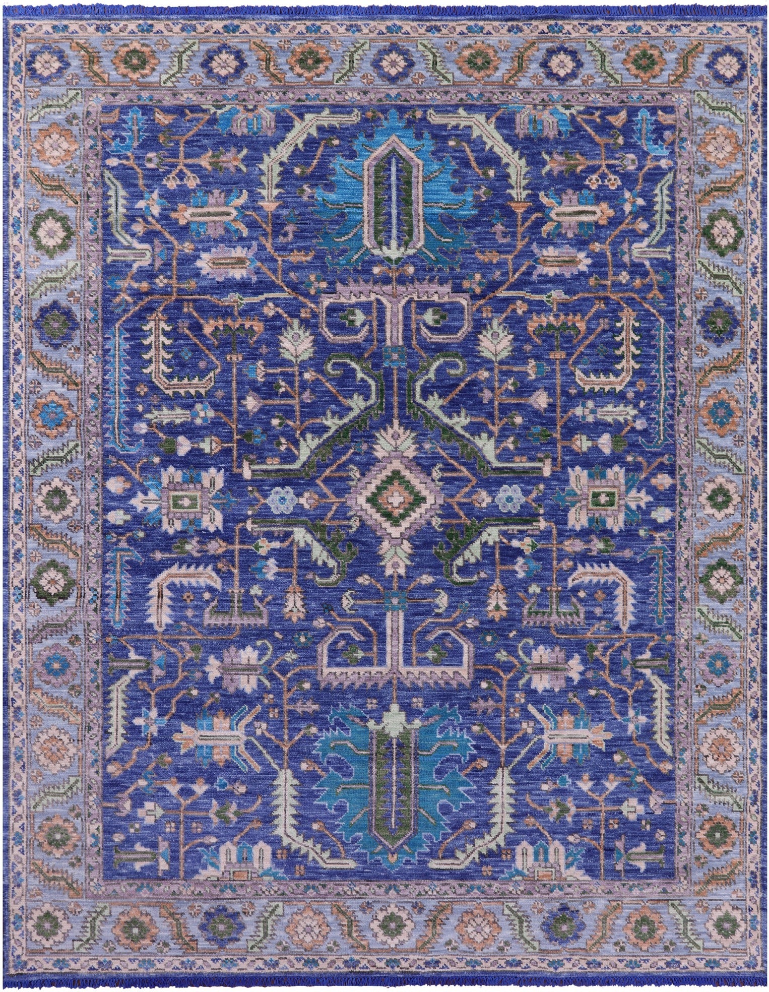 Blue Persian Fine Serapi Hand Knotted Wool Rug - 8' 0" X 10' 4" - Golden Nile