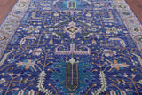 Blue Persian Fine Serapi Hand Knotted Wool Rug - 8' 0" X 10' 4" - Golden Nile