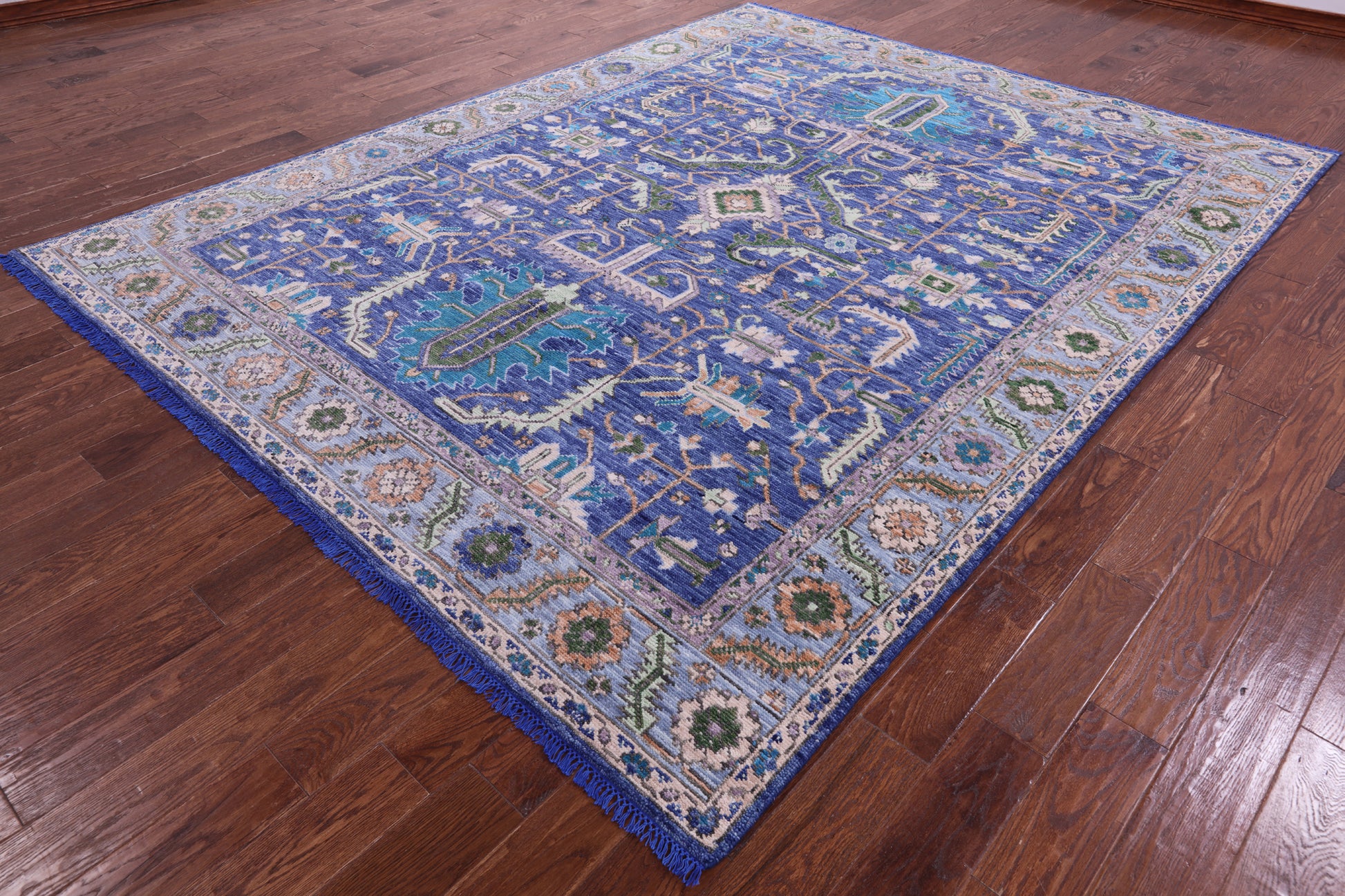 Blue Persian Fine Serapi Hand Knotted Wool Rug - 8' 0" X 10' 4" - Golden Nile