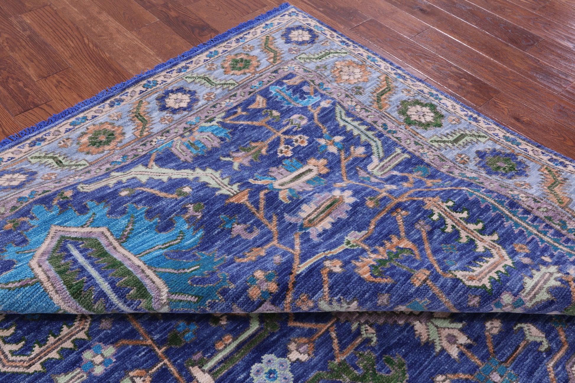 Blue Persian Fine Serapi Hand Knotted Wool Rug - 8' 0" X 10' 4" - Golden Nile