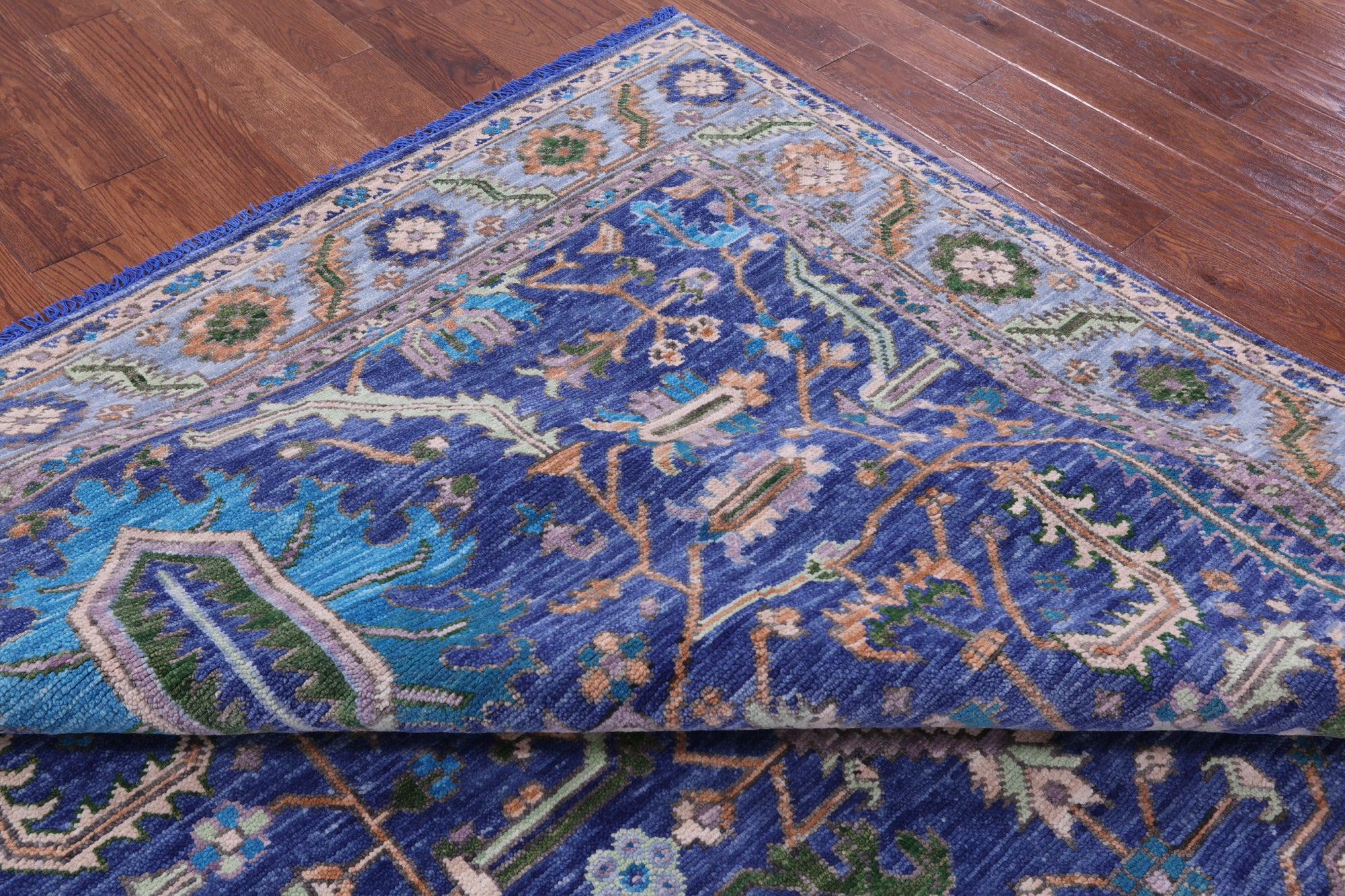 Blue Persian Fine Serapi Hand Knotted Wool Rug - 8' 0" X 10' 4" - Golden Nile