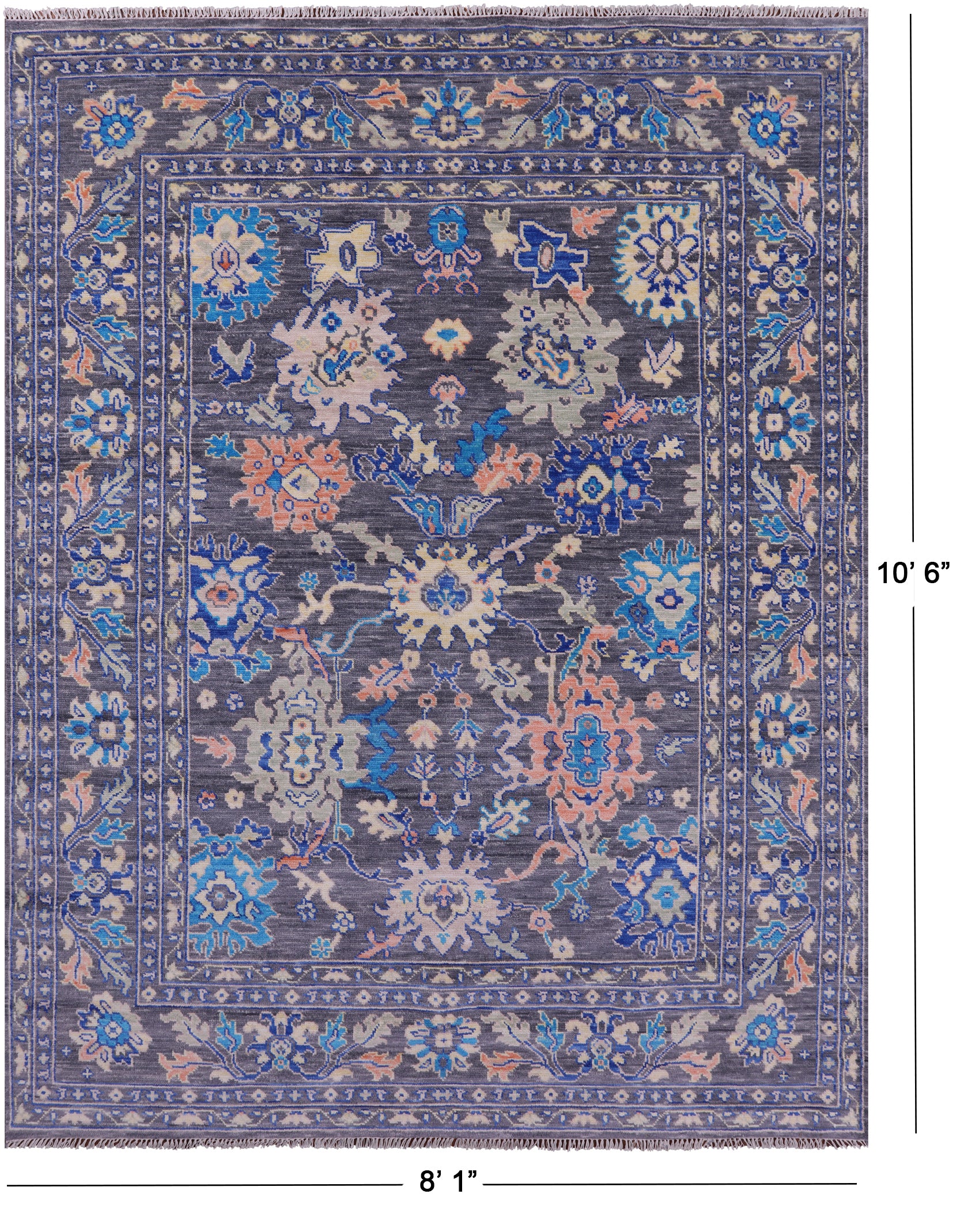 Grey Turkish Oushak Hand Knotted Wool Rug - 8' 1" X 10' 6" - Golden Nile