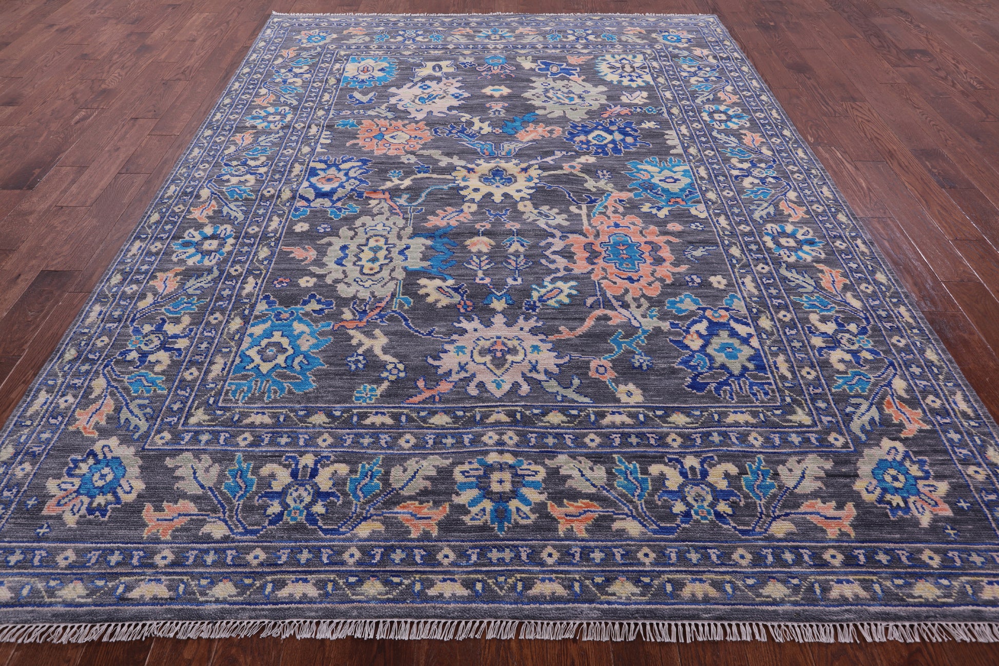 Grey Turkish Oushak Hand Knotted Wool Rug - 8' 1" X 10' 6" - Golden Nile