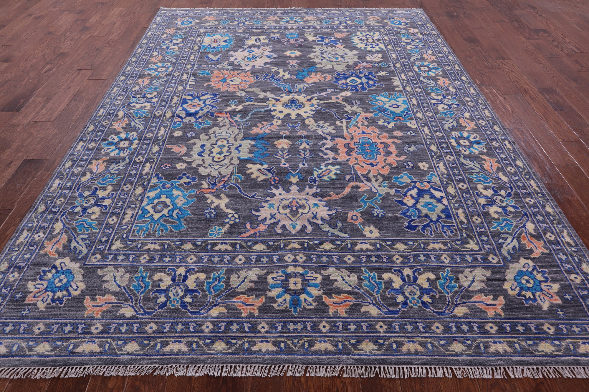 Grey Turkish Oushak Hand Knotted Wool Rug - 8' 1" X 10' 6" - Golden Nile
