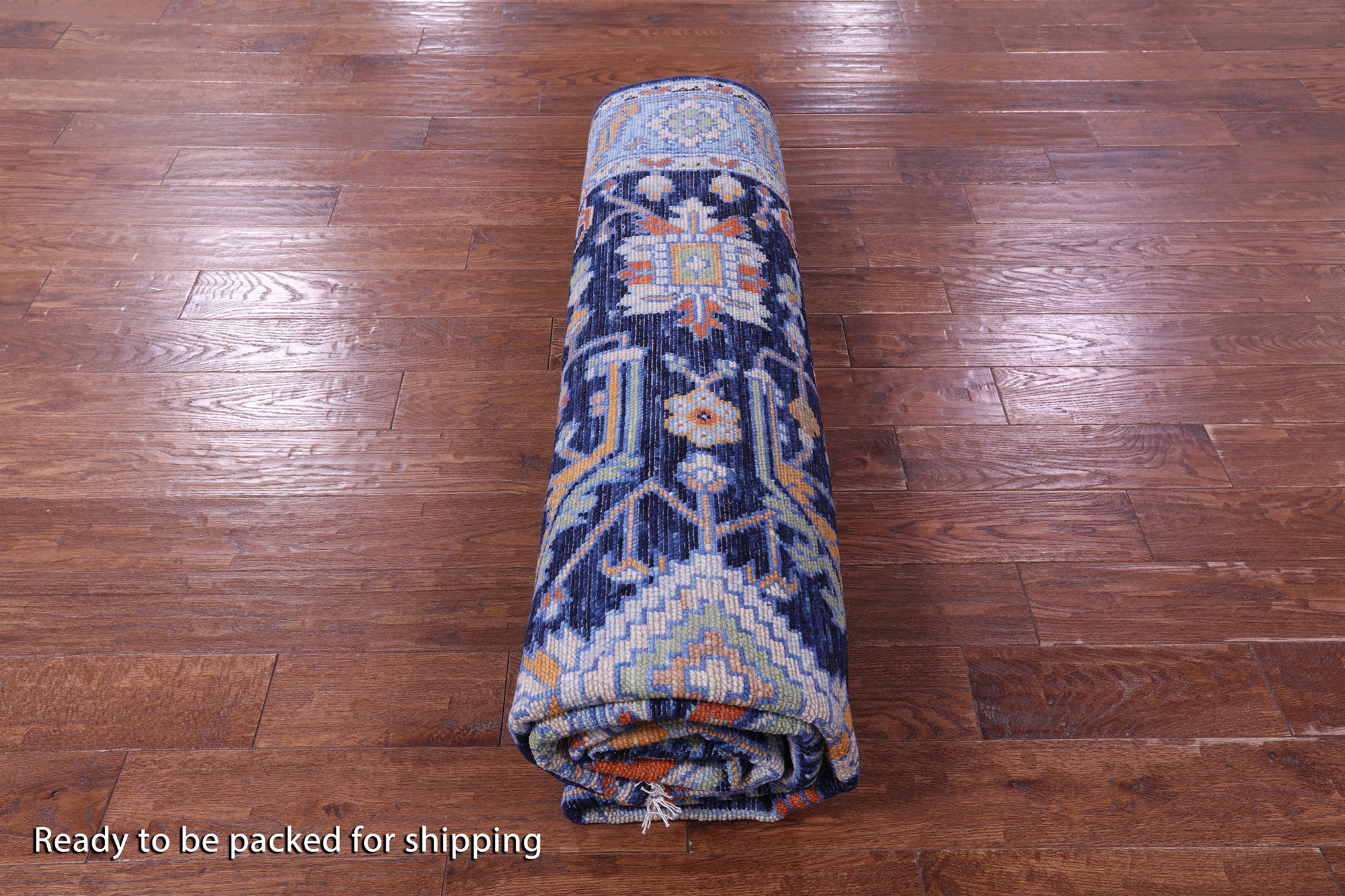 Blue Persian Fine Serapi Hand Knotted Wool Rug - 8' 1" X 10' 1" - Golden Nile