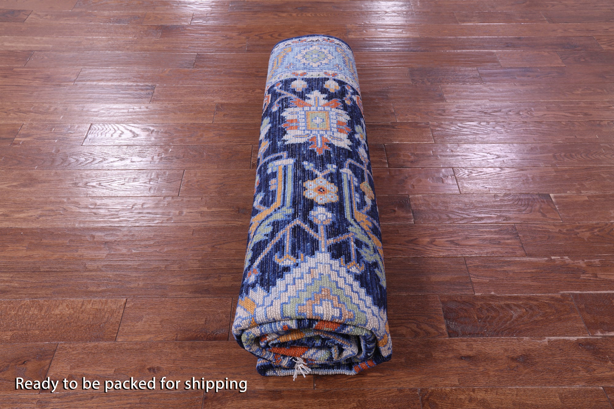 Blue Persian Fine Serapi Hand Knotted Wool Rug - 8' 1" X 10' 1" - Golden Nile
