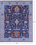 Blue Persian Fine Serapi Hand Knotted Wool Rug - 8' 1" X 10' 1" - Golden Nile