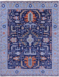 Blue Persian Fine Serapi Hand Knotted Wool Rug - 8' 1" X 10' 1" - Golden Nile