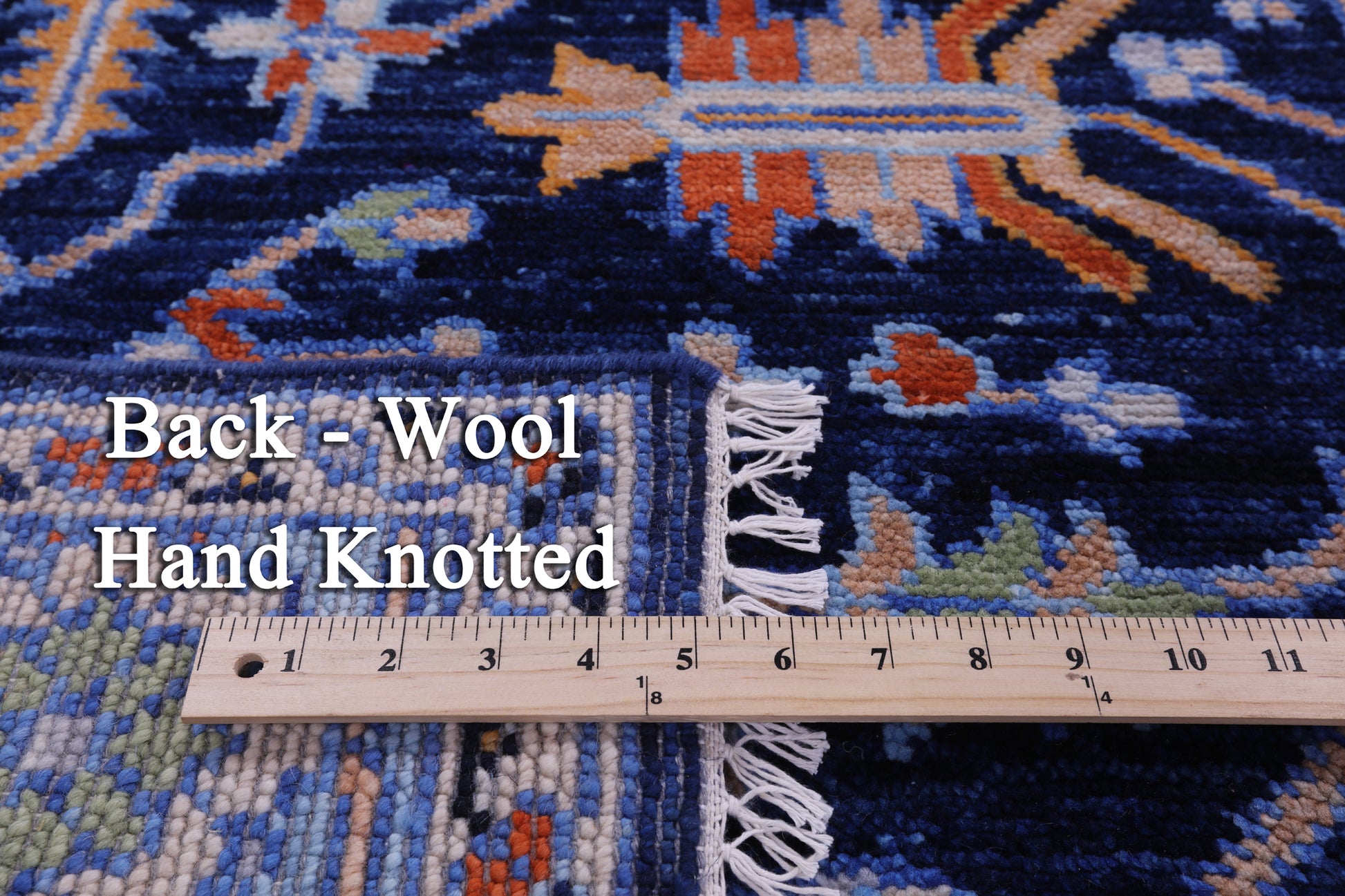 Blue Persian Fine Serapi Hand Knotted Wool Rug - 8' 1" X 10' 1" - Golden Nile