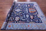 Blue Persian Fine Serapi Hand Knotted Wool Rug - 8' 1" X 10' 1" - Golden Nile