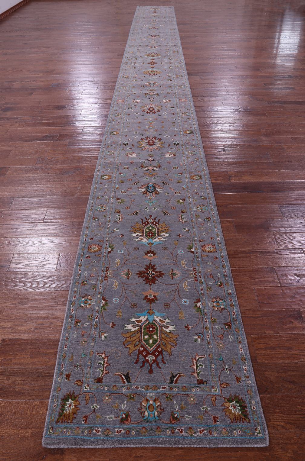 Grey Persian Tabriz Handmade Wool Runner Rug - 2' 6" X 27' 4" - Golden Nile