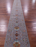 Grey Persian Tabriz Handmade Wool Runner Rug - 2' 6" X 27' 4" - Golden Nile