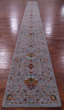 Grey Persian Tabriz Hand Knotted Wool Runner Rug - 2' 8" X 27' 4" - Golden Nile