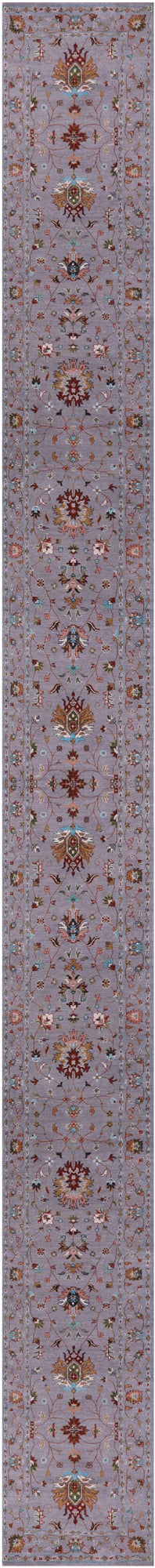 Grey Persian Tabriz Hand Knotted Wool Runner Rug - 2' 8" X 27' 4" - Golden Nile