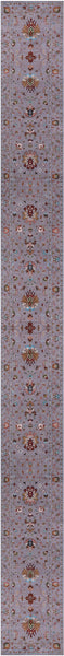 Grey Persian Tabriz Hand Knotted Wool Runner Rug - 2' 8" X 27' 4" - Golden Nile