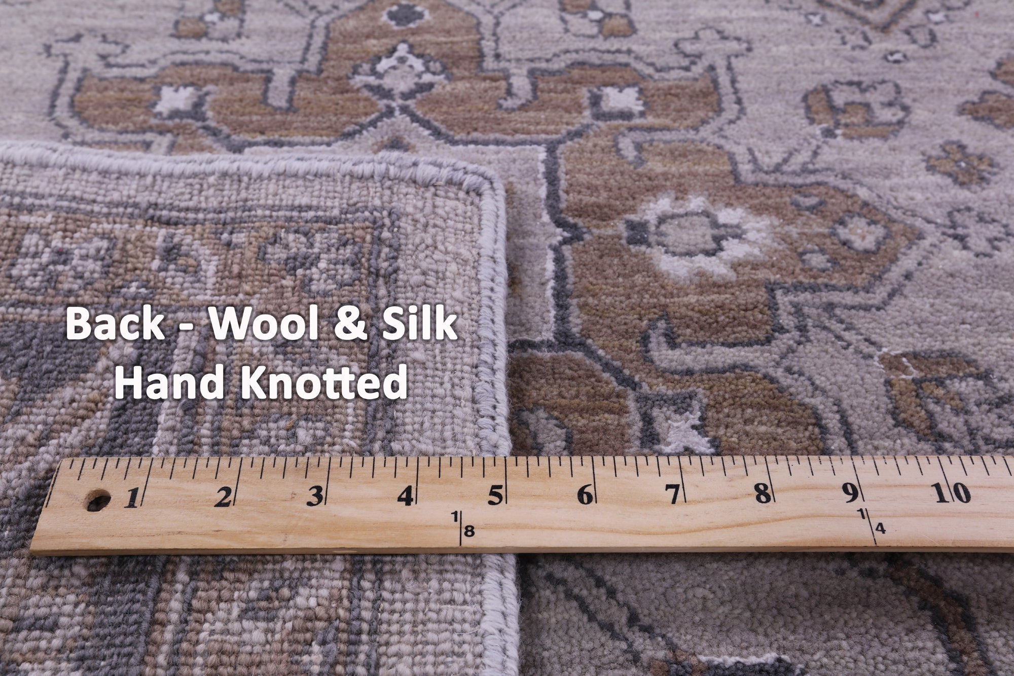 Grey Persian Fine Serapi Hand Knotted Wool & Silk Rug - 8' 2" X 10' 6" - Golden Nile