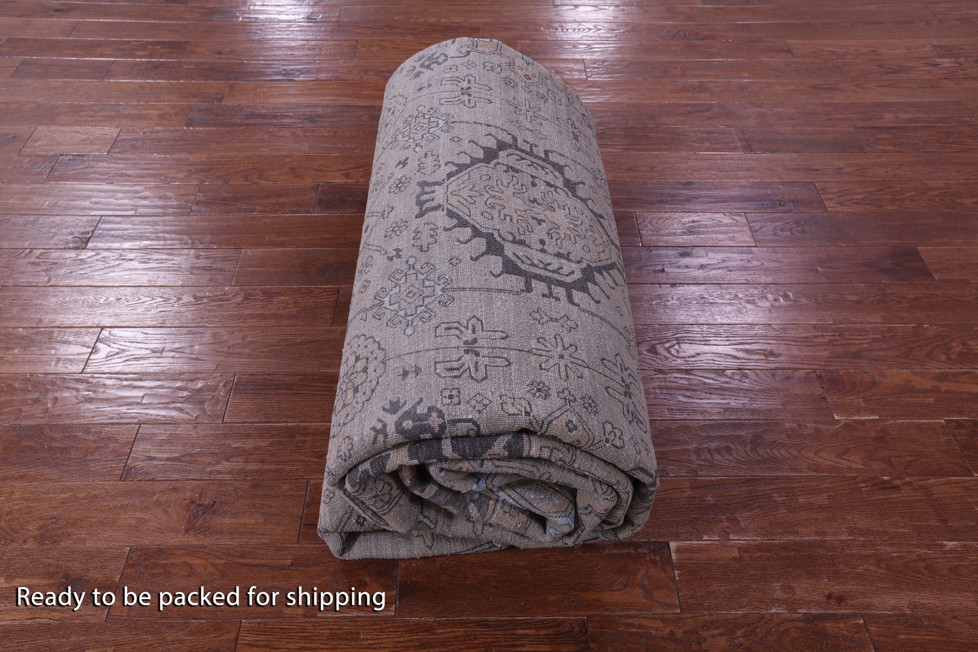 Grey Persian Fine Serapi Hand Knotted Wool & Silk Rug - 10' 0" X 14' 6" - Golden Nile