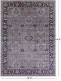 Grey Persian Fine Serapi Hand Knotted Wool & Silk Rug - 10' 0" X 14' 6" - Golden Nile