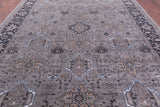 Grey Persian Fine Serapi Hand Knotted Wool & Silk Rug - 10' 0" X 14' 6" - Golden Nile