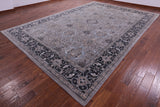 Grey Persian Fine Serapi Hand Knotted Wool & Silk Rug - 10' 0" X 14' 6" - Golden Nile