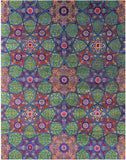 Green Persian Tabriz Handmade Wool & Silk Rug - 7' 11" X 10' 2" - Golden Nile