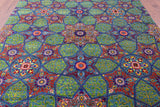 Green Persian Tabriz Handmade Wool & Silk Rug - 7' 11" X 10' 2" - Golden Nile