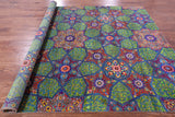 Green Persian Tabriz Handmade Wool & Silk Rug - 7' 11" X 10' 2" - Golden Nile