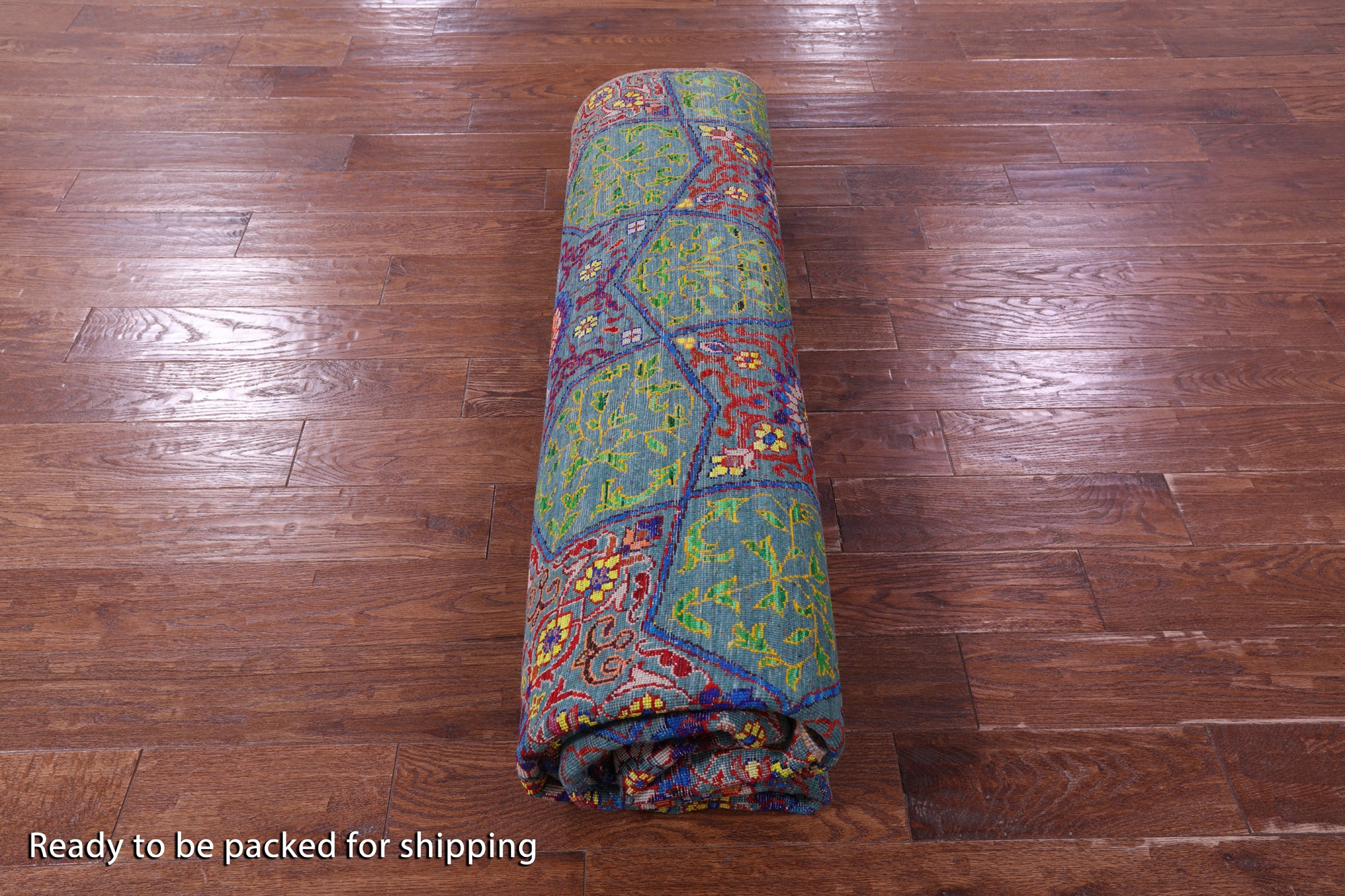 Green Persian Tabriz Handmade Wool & Silk Rug - 7' 11" X 10' 2" - Golden Nile