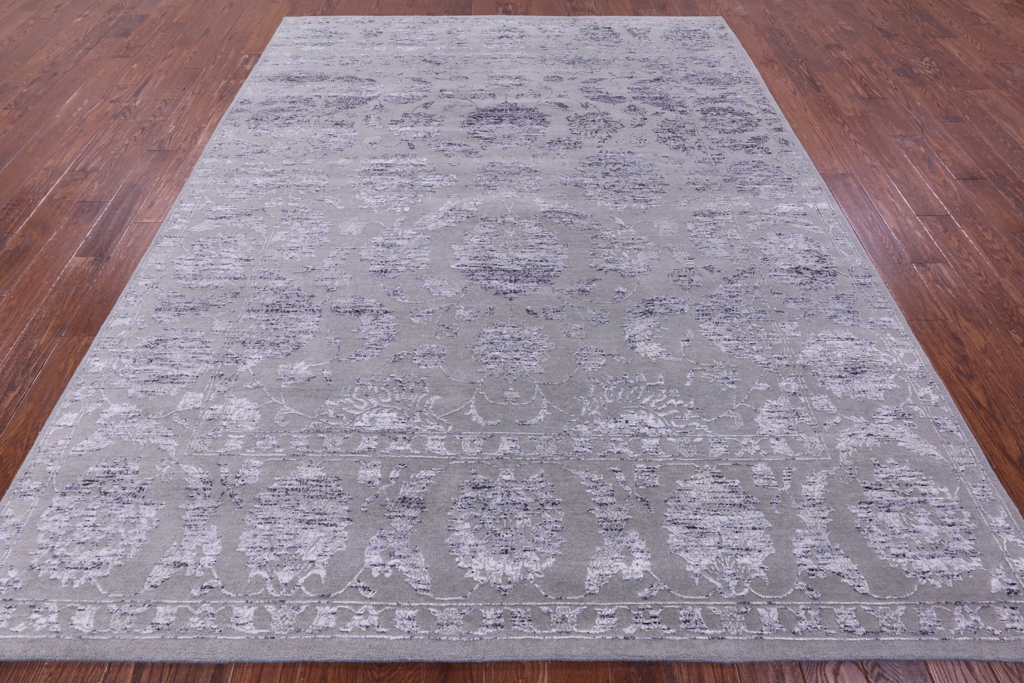 Grey Persian Tabriz Hand Knotted Wool & Silk Rug - 8' 1" X 10' 1" - Golden Nile