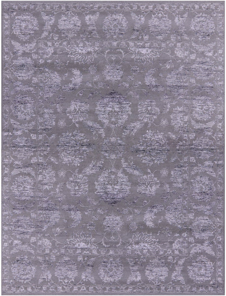 Grey Persian Tabriz Hand Knotted Wool & Silk Rug - 8' 1" X 10' 1" - Golden Nile