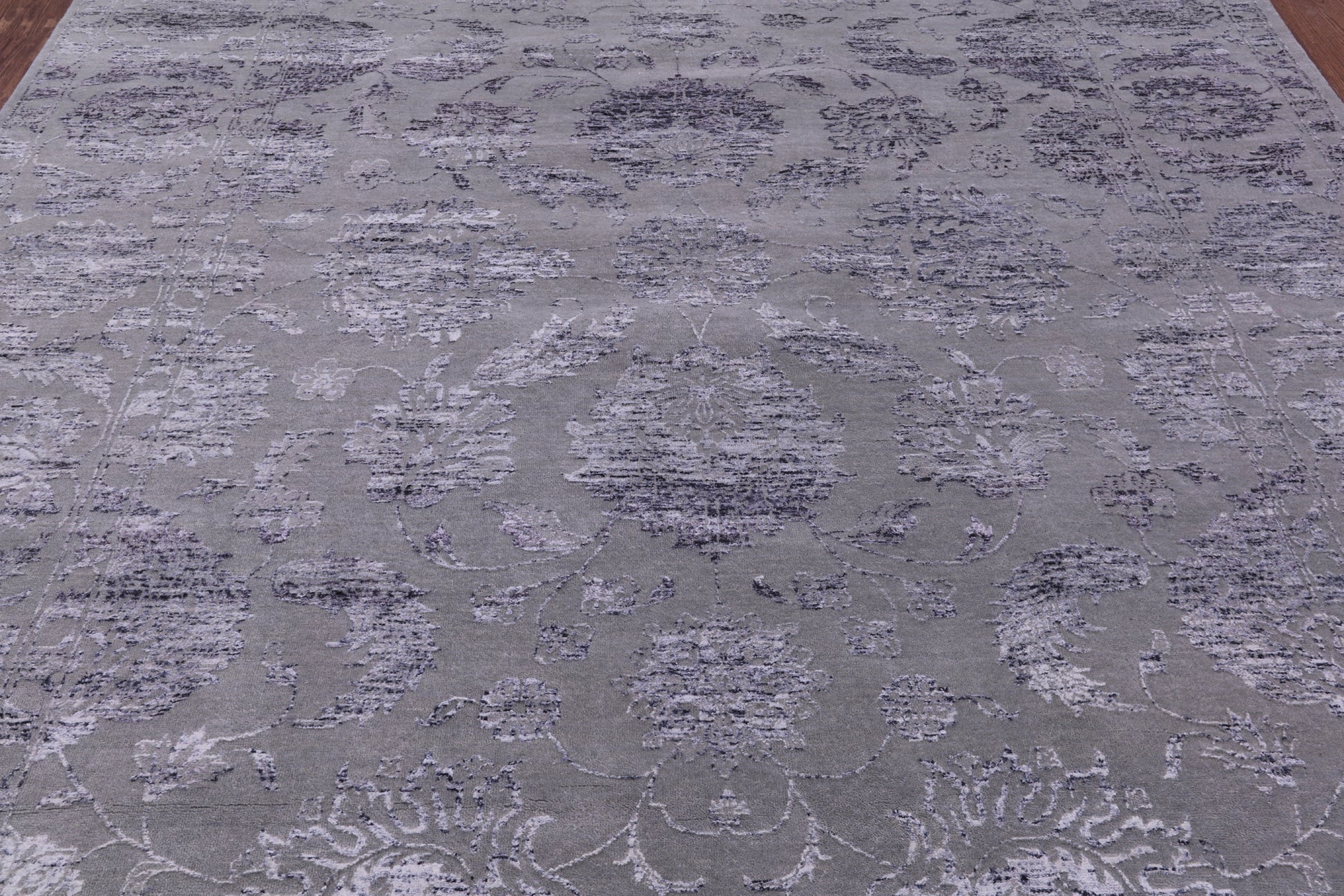 Grey Persian Tabriz Hand Knotted Wool & Silk Rug - 8' 1" X 10' 1" - Golden Nile