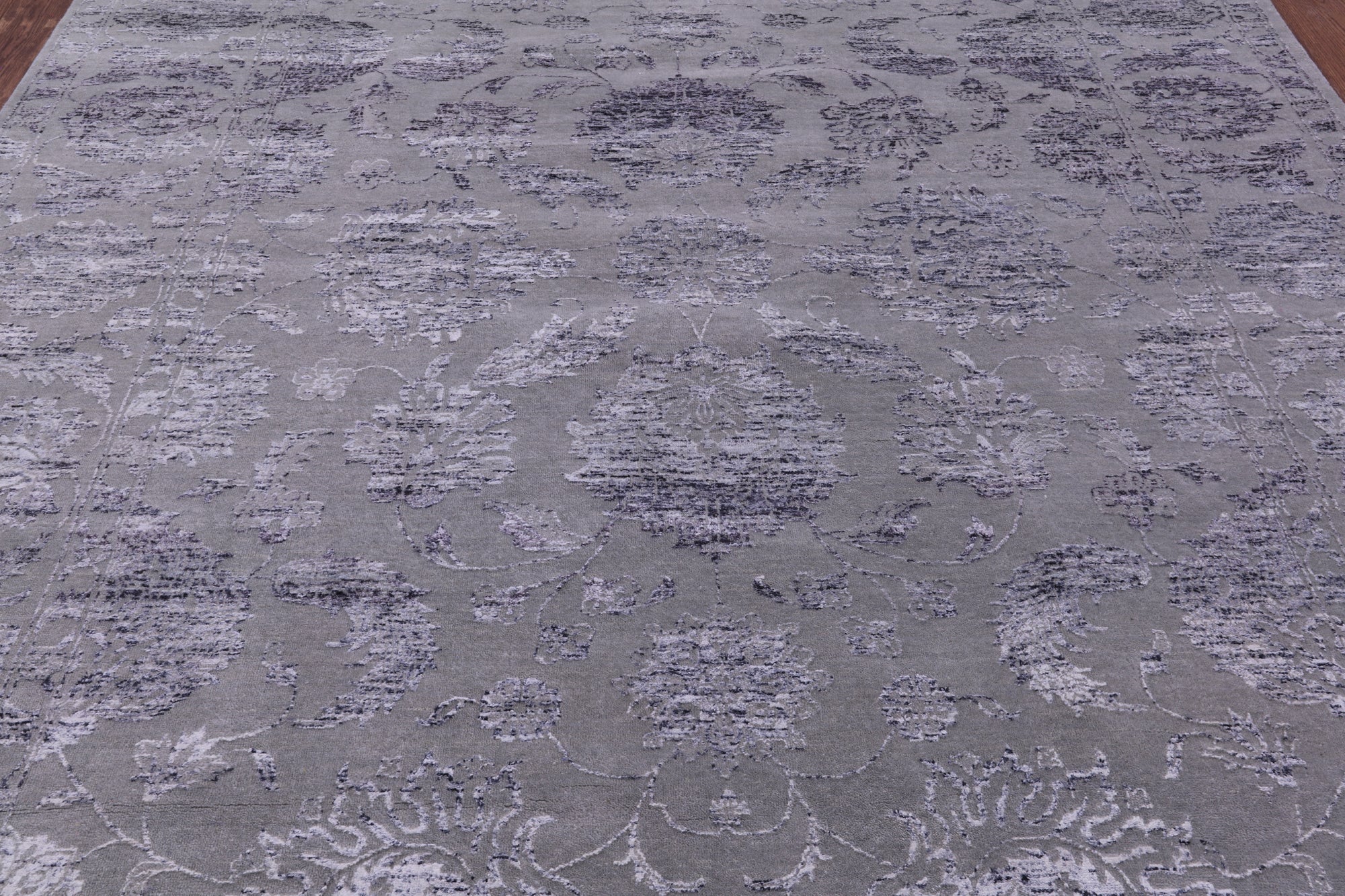Grey Persian Tabriz Hand Knotted Wool & Silk Rug - 8' 1" X 10' 1" - Golden Nile
