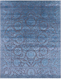 Grey Persian Tabriz Hand Knotted Wool & Silk Rug - 8' 0" X 10' 2" - Golden Nile