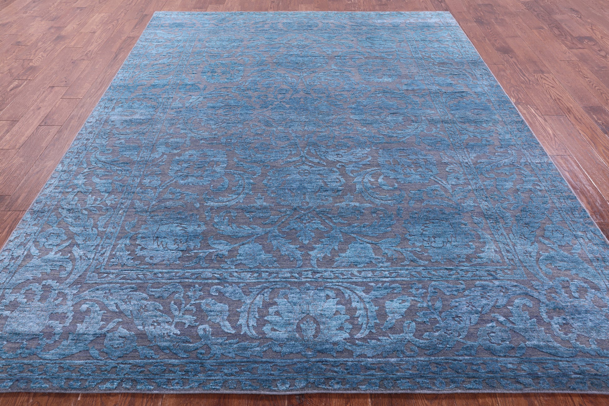 Grey Persian Tabriz Hand Knotted Wool & Silk Rug - 8' 0" X 10' 2" - Golden Nile