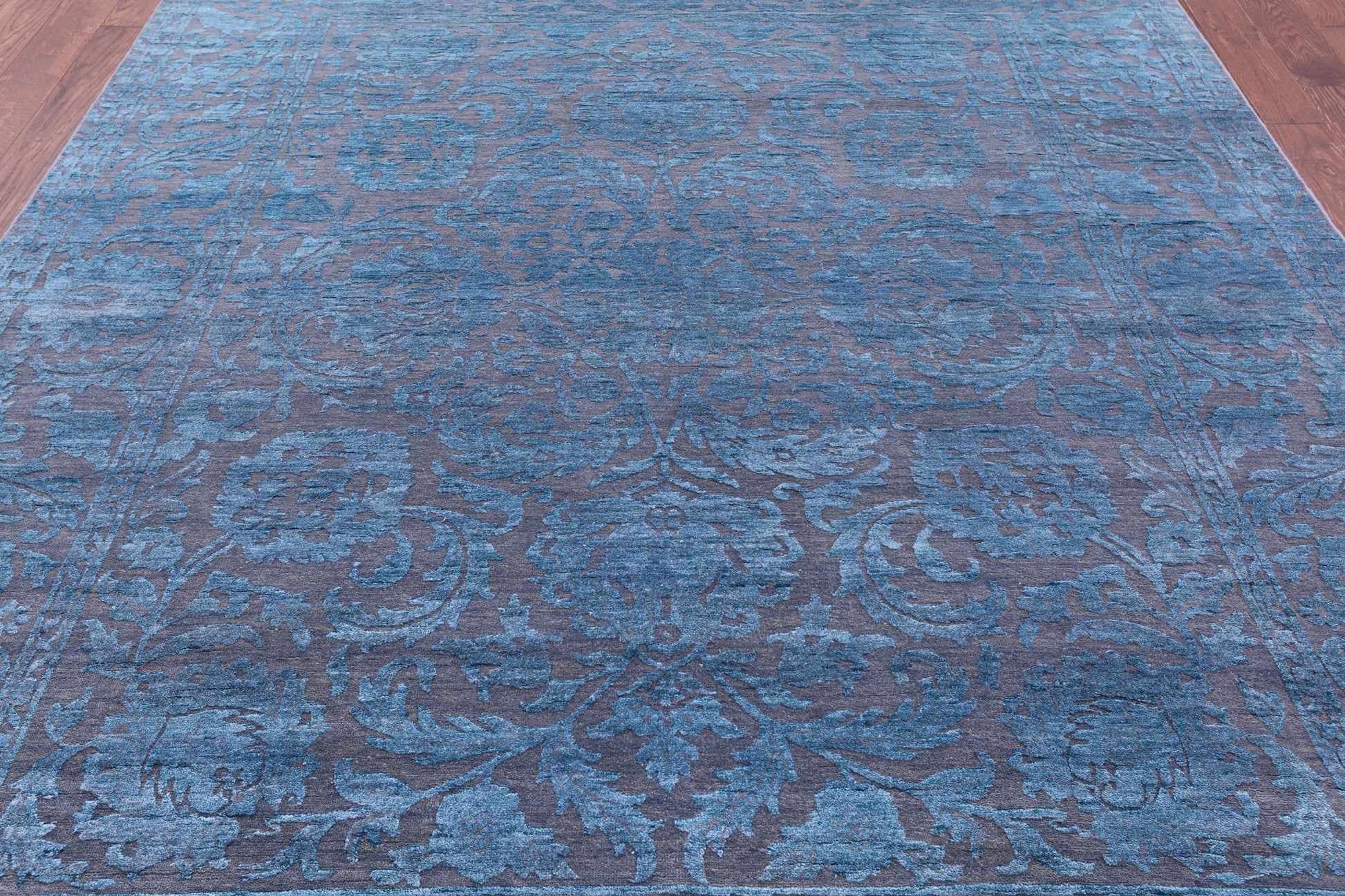 Grey Persian Tabriz Hand Knotted Wool & Silk Rug - 8' 0" X 10' 2" - Golden Nile