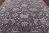 Grey Persian Tabriz Hand Knotted Wool & Silk Rug - 9' 1" X 12' 3" - Golden Nile