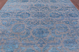 Grey Persian Tabriz Hand Knotted Wool & Silk Rug - 9' 1" X 12' 3" - Golden Nile