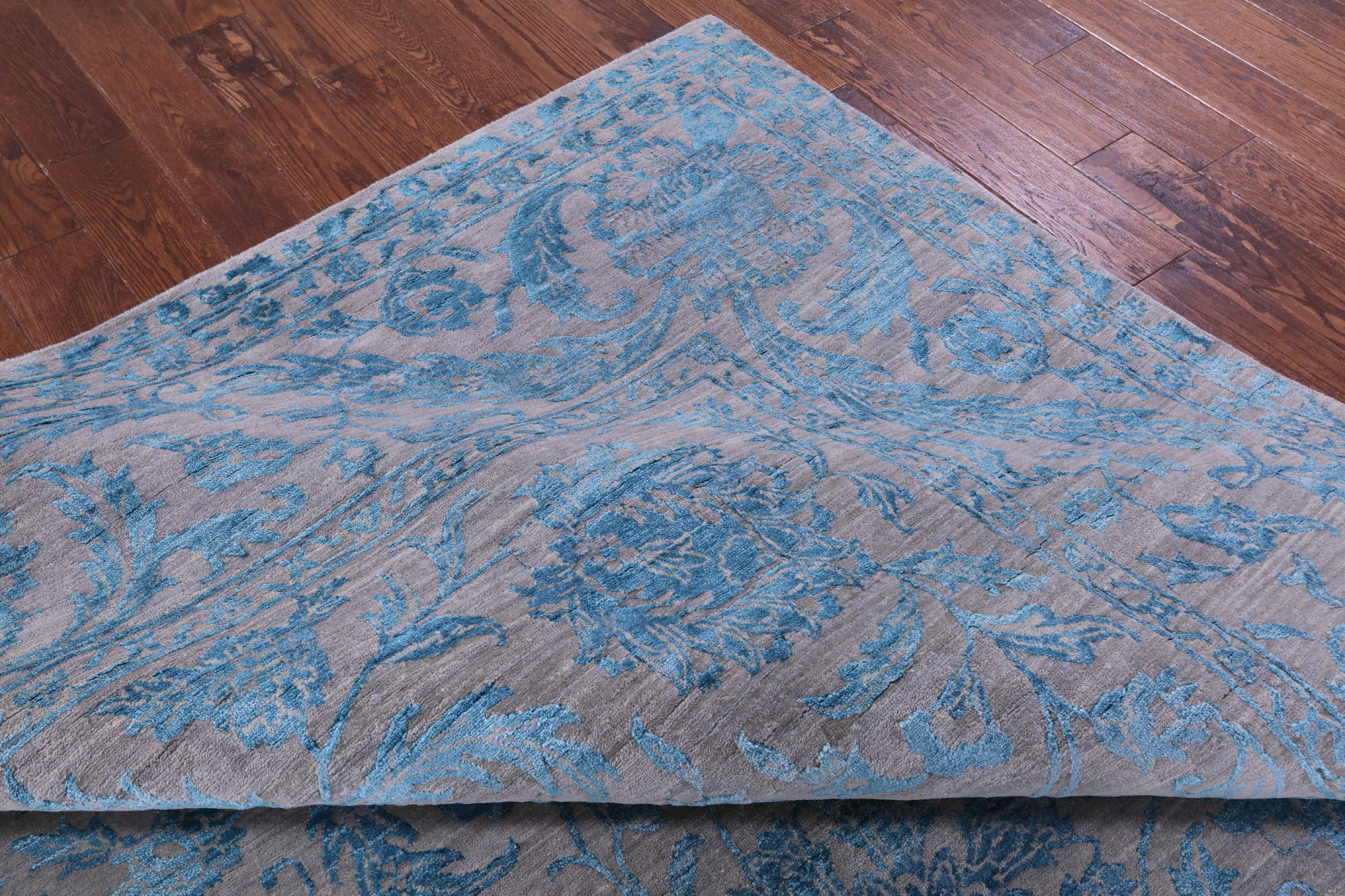 Grey Persian Tabriz Hand Knotted Wool & Silk Rug - 9' 1" X 12' 3" - Golden Nile