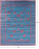 Blue Persian Tabriz Hand Knotted Wool & Silk Rug - 9' 0" X 12' 4" - Golden Nile