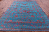 Blue Persian Tabriz Hand Knotted Wool & Silk Rug - 9' 0" X 12' 4" - Golden Nile