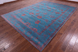 Blue Persian Tabriz Hand Knotted Wool & Silk Rug - 9' 0" X 12' 4" - Golden Nile
